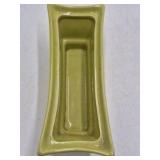 Vintage Jacquelin Ceramic Planter – Olive Green Glaze with Flared Rectangular Form