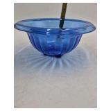 Vintage Blue Glass Bowl – Ribbed Fluted Design