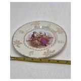 Vintage Porcelain Plate – Iridescent Glaze with Rococo Couple Scene Daniels Japan