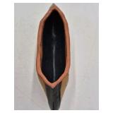 Vintage Ceramic Pillow-Form Box – Glazed Brown and Black Design