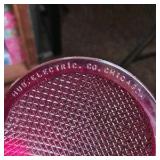 Vintage Hub Electric Co Chicago Red Glass Lens Covers – Textured Pattern