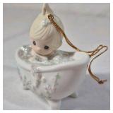 1987 Precious Moments He Cleansed My Soul Ornament – Enesco Porcelain Bathtub Design