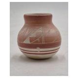 Vintage Sioux Pottery Vase – Geometric Triangle Gradient Eaglehawk Signed