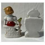 Occupied Japan Porcelain Figurine and Clock – Girl with Frog and Floral Clock