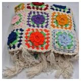 Vintage Crocheted Granny Square Afghan