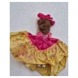 Vintage Madame Alexander Doll – Pink Floral Dress with Large Bow Headdress