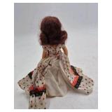 Vintage Storybook Doll – Polka Dot Dress with Black Lace Trim