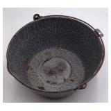 Vintage Gray Speckled Enamel Wash Basin – Graniteware with Bail Handle