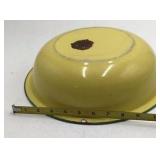 Vintage Yellow Enamel Wash Basin – Graniteware with Green Rim