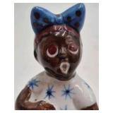 Vintage Ceramic Black Americana Figurine – Girl with Bow in Polka Dot Dress