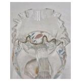 Vintage Glass Pitcher – Hand-Painted Heron and Foliage Design
