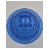 Vintage Blue Glass Bowl – Ribbed Fluted Design