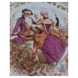Vintage Porcelain Plate – Iridescent Glaze with Rococo Couple Scene Daniels Japan