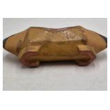 Vintage Ceramic Pillow-Form Box – Glazed Brown and Black Design