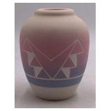 Vintage Clark Grandma EC Sioux Pottery Vase – Geometric Triangle Design