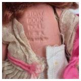 Vintage Storybook Doll – Rag Doll with Bonnet and Pink Dress