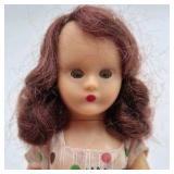 Vintage Storybook Doll – Polka Dot Dress with Black Lace Trim