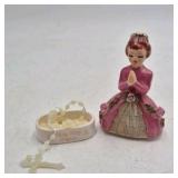 Occupied Japan Porcelain Praying Girl Figurine – Pink Dress with Rosary Dish