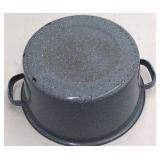 Vintage Gray Speckled Enamel Stock Pot with Lid – Large Dutch Oven Style