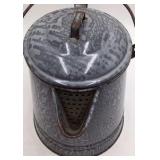 Vintage Gray Speckled Enamel Coffee Pot – Swinging Lid with Bail Handle