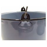 Vintage Blue Enamel Bucket Pot with Lid – Graniteware Camp Cooker