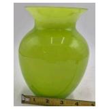 Vintage Vaseline Glass Vase – Bright Lime Green with Wide Flared Rim