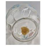 Vintage Glass Pitcher – Hand-Painted Heron and Foliage Design