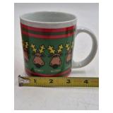 Vintage Christmas Lot – Mica Snow Box, Sleigh Bells, Bear JOY Wall Decor, Reindeer Mug