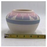 Vintage Sioux Pottery Vase – Pink Purple Gradient Geometric Mountains