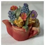 Miniature Bunny Teapot and Watering Can Figurines – Rabbit Family Set