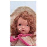 Vintage Storybook Doll – Rag Doll with Bonnet and Pink Dress
