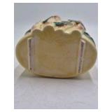 Vintage Ceramic Bamboo Motif Planter – Relief Design with Green Leaves