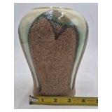 Vintage Ceramic Vase – Mottled Brown and Green Glaze with Crackle Accents