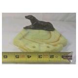 Vintage Onyx Ashtray – Bronze Figurine