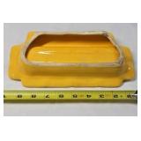 Vintage Yellow Ceramic Ashtray with Black Panther Figurine