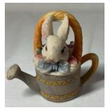 Miniature Bunny Teapot and Watering Can Figurines – Rabbit Family Set