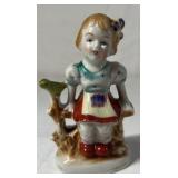 Occupied Japan Porcelain Figurine and Clock – Girl with Frog and Floral Clock