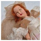 Vintage Red-Haired Bride Doll – Ivory Lace Gown Veil Long Train
