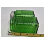 Vintage Green Depression Glass Salt and Pepper Shakers – Ribbed Diagonal Pattern
