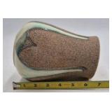 Vintage Ceramic Vase – Mottled Brown and Green Glaze with Crackle Accents