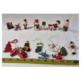 Vintage Miniature Christmas Ornaments – Mixed Set of Santa, Snowmen, Angels, and Toys