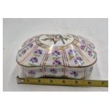Vintage KPM Porcelain Trinket Box – Hand-Painted Floral Panels with Gold Accents