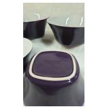 Rachael Ray Purple and White Stoneware Bakeware Set – Handled Oval Dishes and Bowls