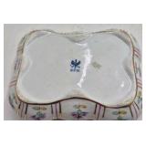 Vintage KPM Porcelain Trinket Box – Hand-Painted Floral Panels with Gold Accents