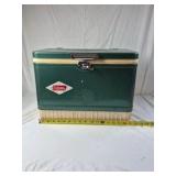 Vintage Coleman Green and Tan Metal Cooler – Diamond Logo Made in USA