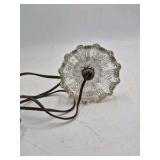 Pair of Vintage Cut Crystal Boudoir Lamps – Scalloped Bases with Prisms