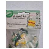 Vintage Miniature Cake Toppers and Wedding Rings – Bride Groom Bowler and Football Players