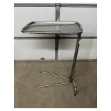Stainless Steel Mayo Instrument Stand with removable, height-adjustable tray and double-post design for maximum stability. Ideal for surgical or clinical use, keeping instruments organized and within 