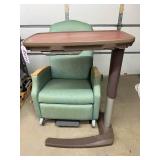 Bariatric Healthcare Patient Recliner and Stryker Tru-Fit Overbed Table with Slide-Out Vanity Compartment & Mirror - Great Condition!