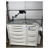 MSRP $8000 Phoenix LTC Multi-Drawer Medical Medication Cart W/Secure Tablet Mount. Durable design locking casters, spacious drawer storage & working electronic lock system plus keys! Reliable, org